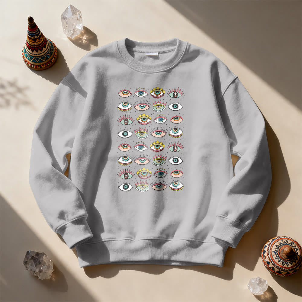 Sweat-shirt Olivenorma à motif œil maléfique multicolore - Gris - 2XL - image 5