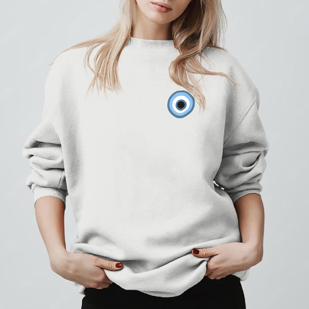 Sweat-shirt unisexe bleu Olivenorma avec œil maléfique - image 3