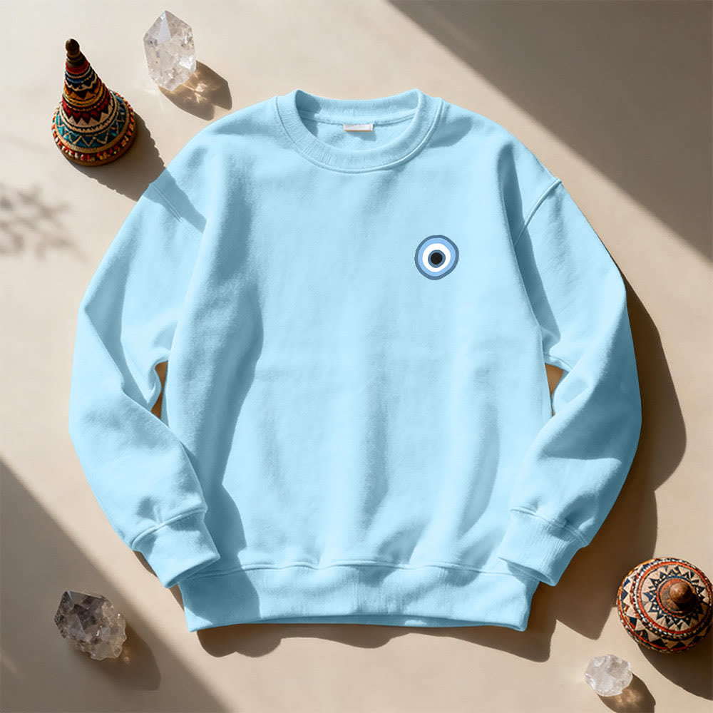 Sweat-shirt unisexe bleu Olivenorma avec œil maléfique - image 1