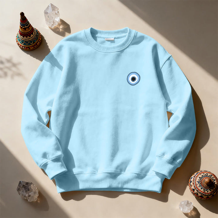 Sweat-shirt unisexe bleu Olivenorma avec œil maléfique - image 1