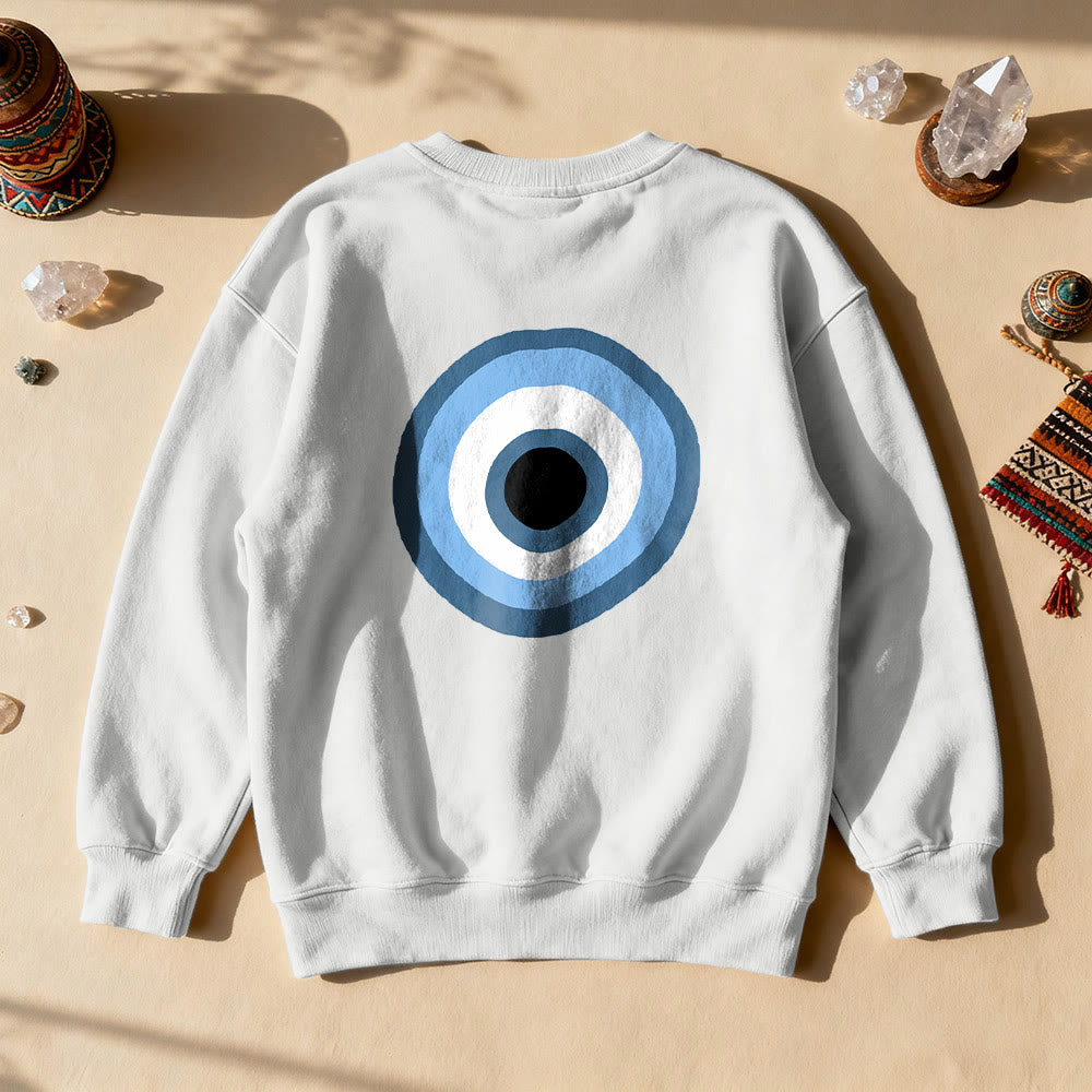 Sweat-shirt unisexe bleu Olivenorma avec œil maléfique - Blanc - 2XL - image 5