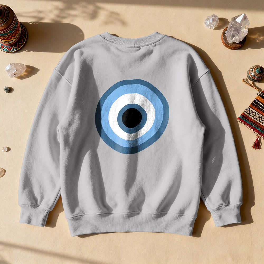 Sweat-shirt unisexe bleu Olivenorma avec œil maléfique - Gris - 2XL - image 11