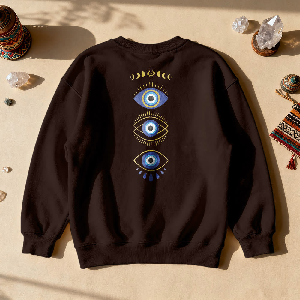 Sweat-shirt Olivenorma à plusieurs couches avec œil maléfique et phases de la lune - Brun - 2XL - image 11