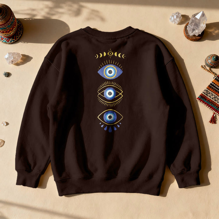 Sweat-shirt Olivenorma à plusieurs couches avec œil maléfique et phases de la lune - Brun - 2XL - image 11