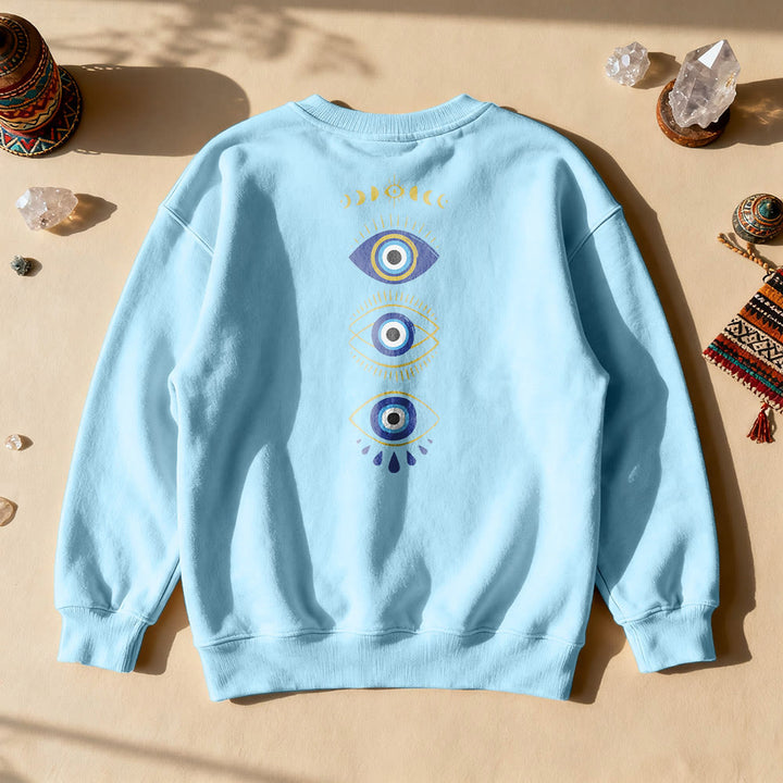 Sweat-shirt Olivenorma à plusieurs couches avec œil maléfique et phases de la lune - Bleu - 2XL - image 17