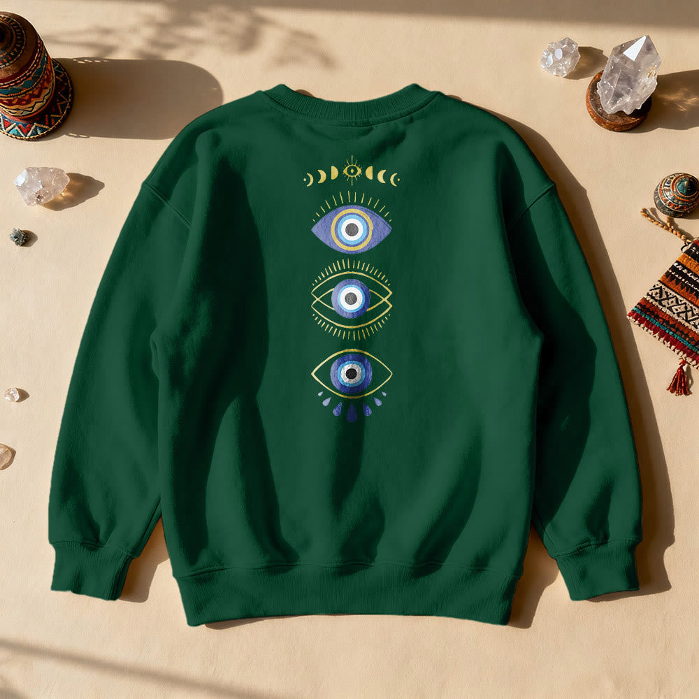 Sweat-shirt Olivenorma à plusieurs couches avec œil maléfique et phases de la lune - Vert - 2XL - image 23