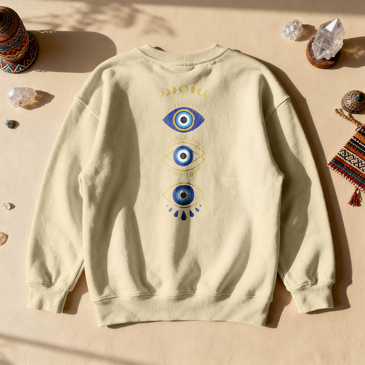Sweat-shirt Olivenorma à plusieurs couches avec œil maléfique et phases de la lune - Kaki - 2XL - image 14