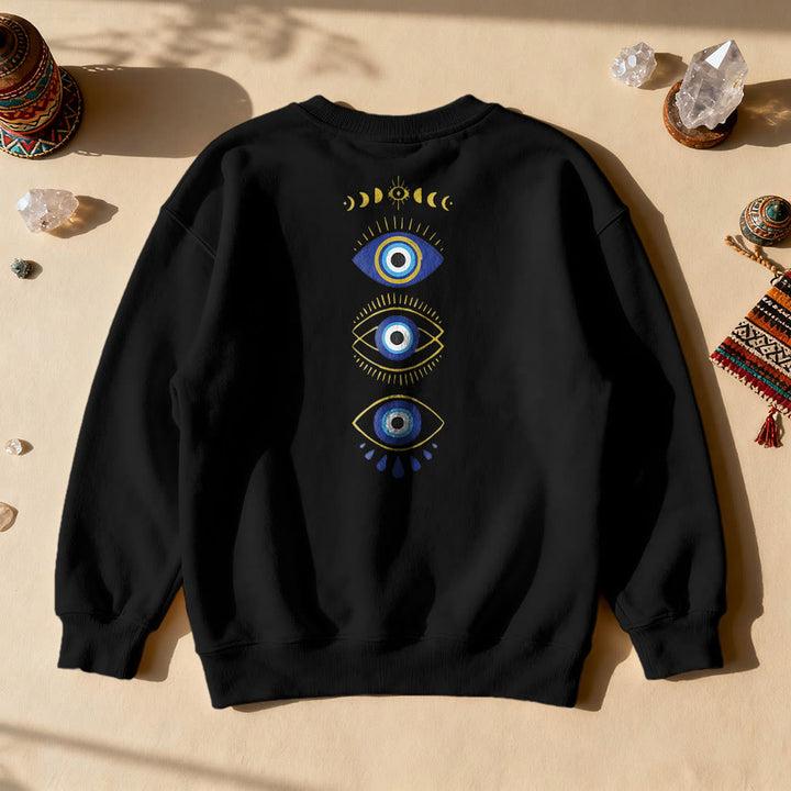 Sweat-shirt Olivenorma à plusieurs couches avec œil maléfique et phases de la lune - Noir - 2XL - image 5