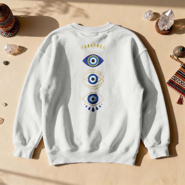 Sweat-shirt Olivenorma à plusieurs couches avec œil maléfique et phases de la lune - Blanc - 2XL - image 2