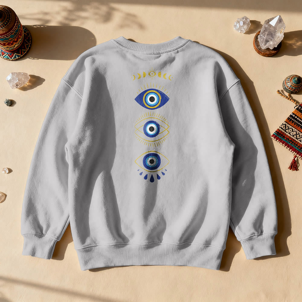 Sweat-shirt Olivenorma à plusieurs couches avec œil maléfique et phases de la lune - Gris - 2XL - image 8
