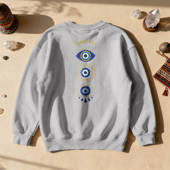 Sweat-shirt Olivenorma à plusieurs couches avec œil maléfique et phases de la lune - Gris - 2XL - image 8