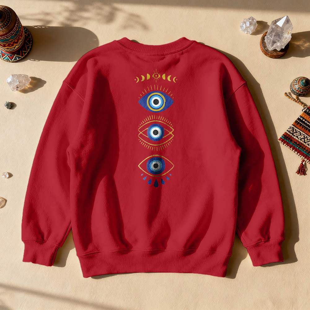 Sweat-shirt Olivenorma à plusieurs couches avec œil maléfique et phases de la lune - Rouge - 2XL - image 20