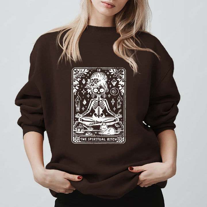 Sweat-shirt Olivenorma« THE SPIRITUAL BITCH » Tarot Spirituel Squelette  - image 6