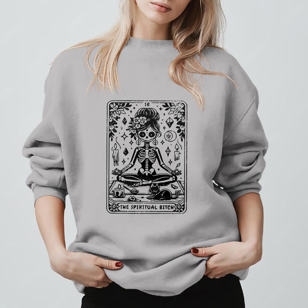 Sweat-shirt Olivenorma« THE SPIRITUAL BITCH » Tarot Spirituel Squelette  - image 4