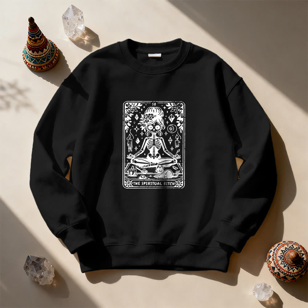 Sweat-shirt Olivenorma« THE SPIRITUAL BITCH » Tarot Spirituel Squelette  - Noir - 2XL - image 3