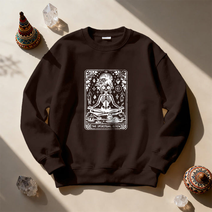 Sweat-shirt Olivenorma« THE SPIRITUAL BITCH » Tarot Spirituel Squelette  - Brun - 2XL - image 7