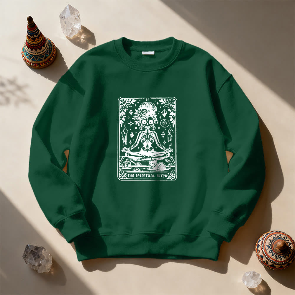 Sweat-shirt Olivenorma« THE SPIRITUAL BITCH » Tarot Spirituel Squelette  - Vert - 2XL - image 15