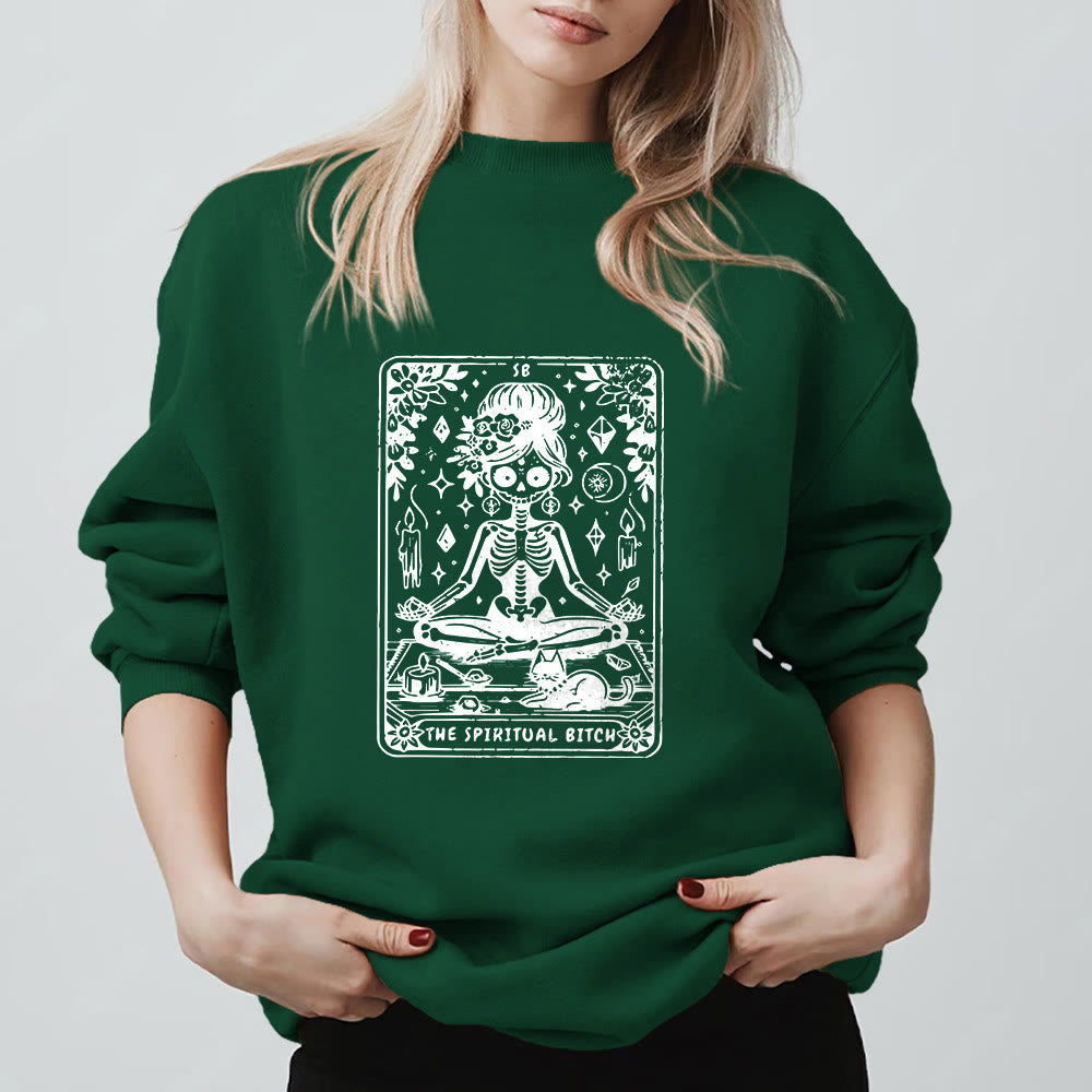 Sweat-shirt Olivenorma« THE SPIRITUAL BITCH » Tarot Spirituel Squelette  - image 14