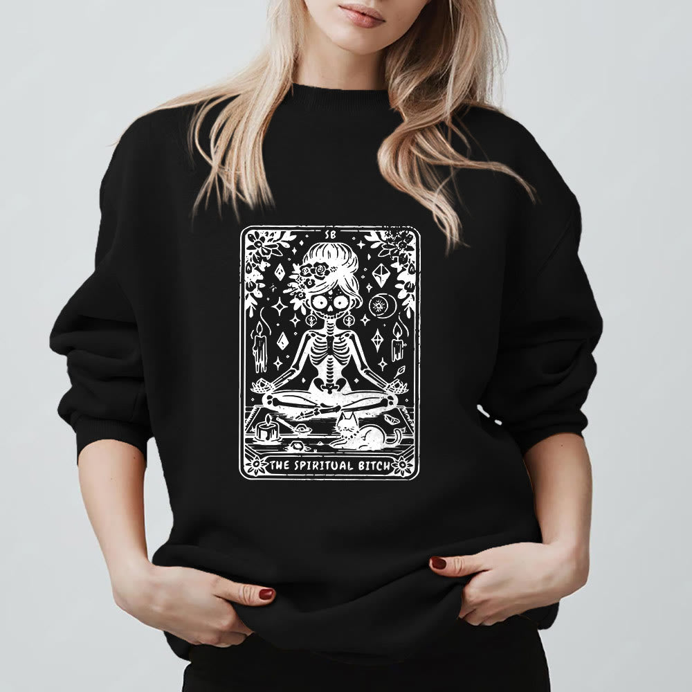 Sweat-shirt Olivenorma« THE SPIRITUAL BITCH » Tarot Spirituel Squelette  - image 2