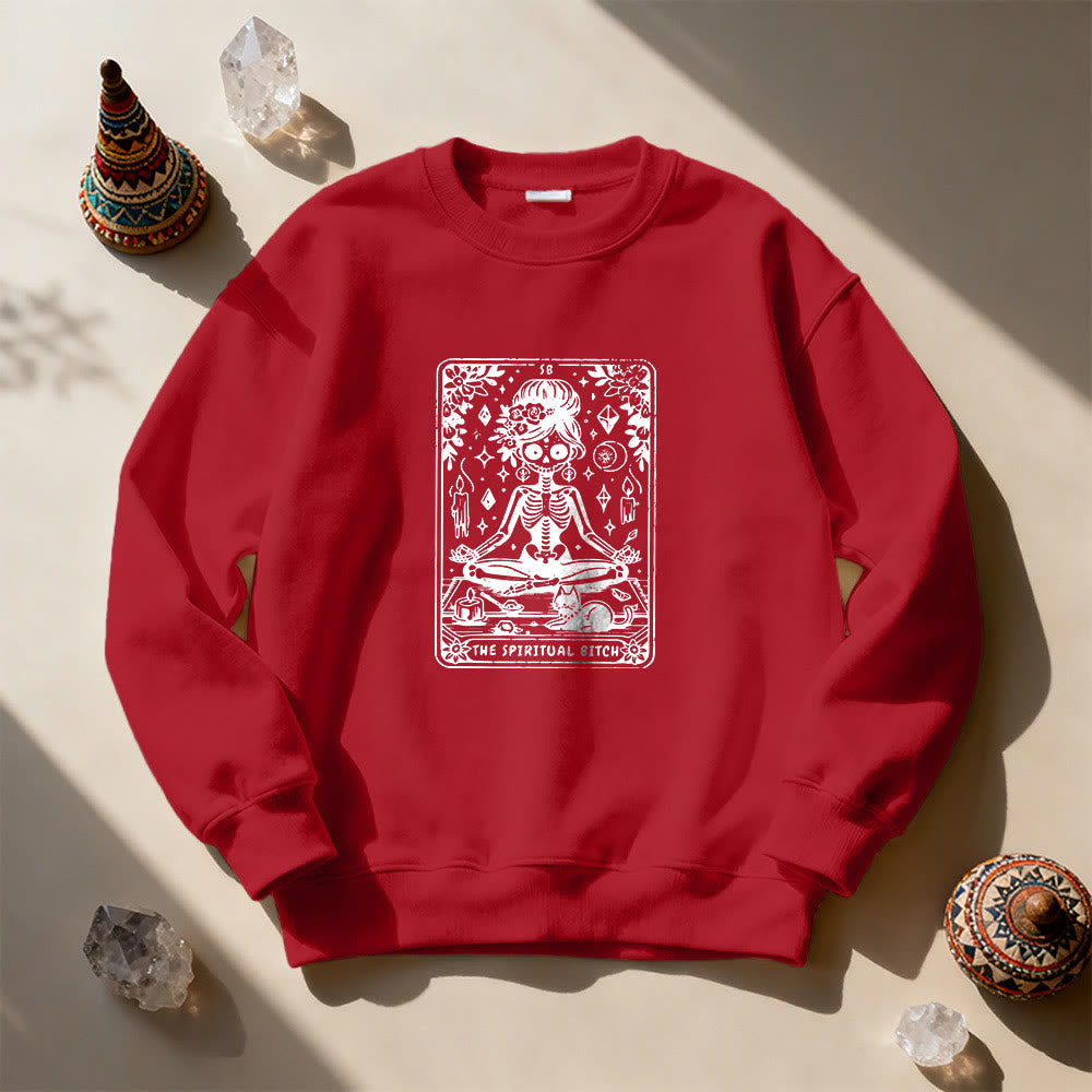 Sweat-shirt Olivenorma« THE SPIRITUAL BITCH » Tarot Spirituel Squelette  - Rouge - 2XL - image 13