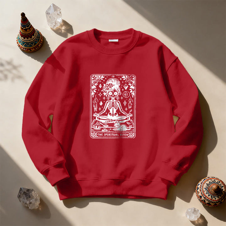 Sweat-shirt Olivenorma« THE SPIRITUAL BITCH » Tarot Spirituel Squelette  - Rouge - 2XL - image 13