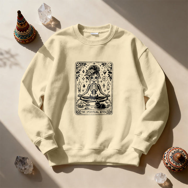 Sweat-shirt Olivenorma« THE SPIRITUAL BITCH » Tarot Spirituel Squelette  - Kaki - 2XL - image 9