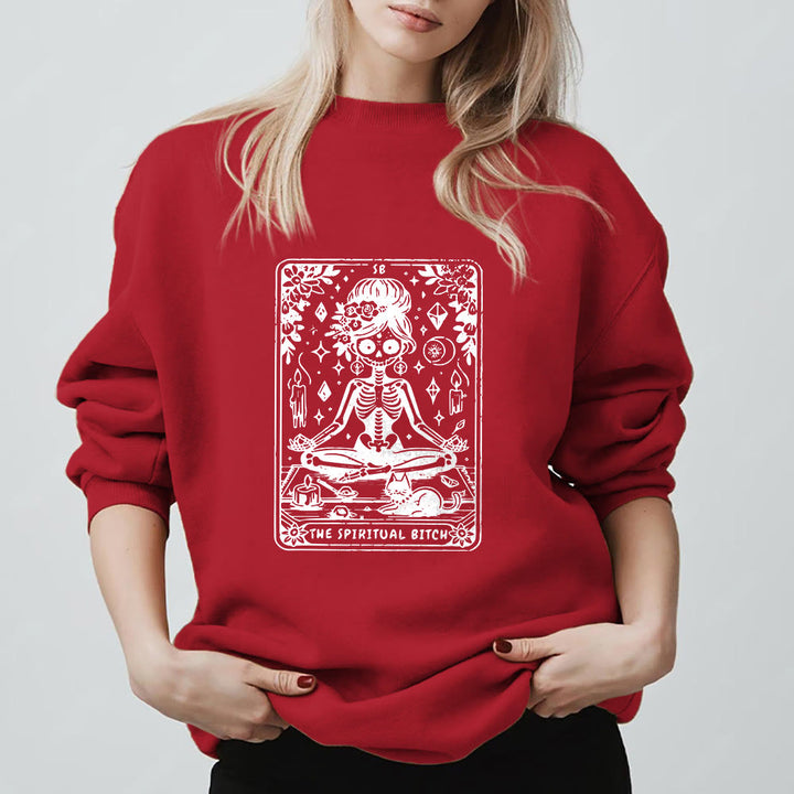 Sweat-shirt Olivenorma« THE SPIRITUAL BITCH » Tarot Spirituel Squelette  - image 12
