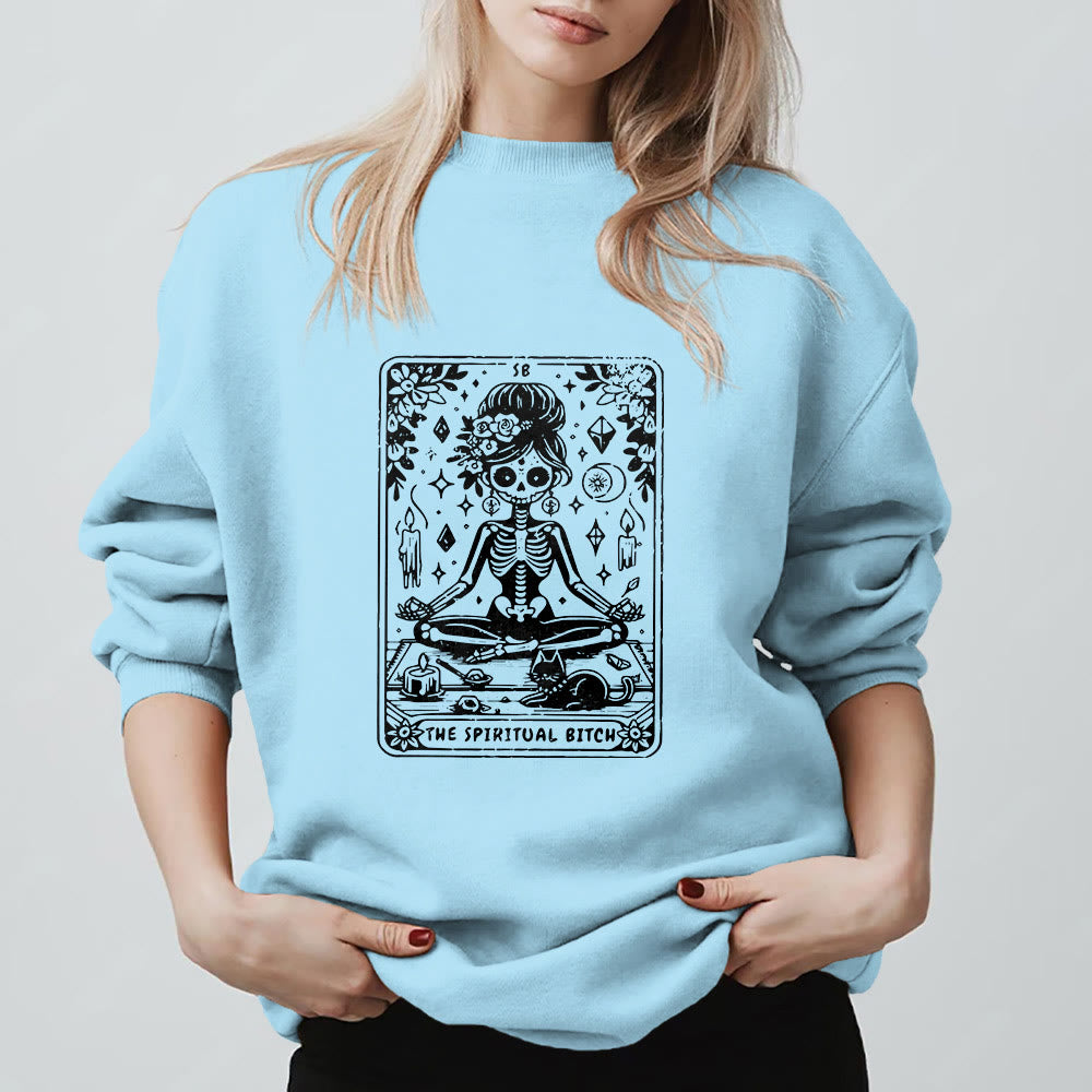 Sweat-shirt Olivenorma« THE SPIRITUAL BITCH » Tarot Spirituel Squelette  - image 10