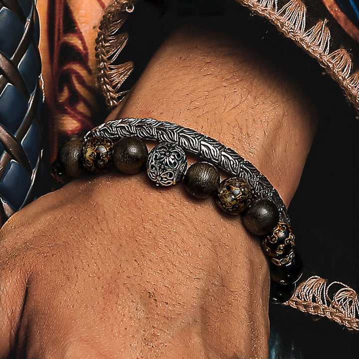 Bracelet Olivenorma en perles d'obsidienne dorée brillante de qualité supérieure - image 4