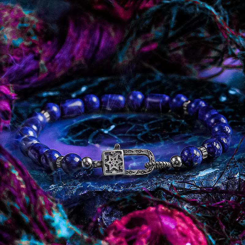 Bracelet Olivenorma en perles de lapis-lazuli bleu impérial - 17 cm - image 0