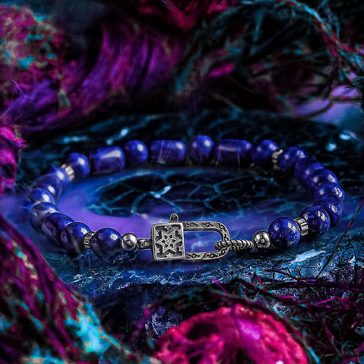 Bracelet Olivenorma en perles de lapis-lazuli bleu impérial - 17 cm - image 0