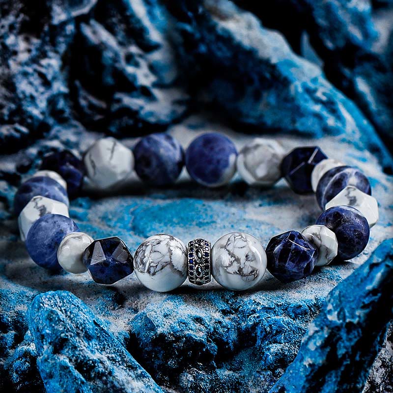 Bracelet Olivenorma en perles de sodalite et howlite - 18 cm - image 0