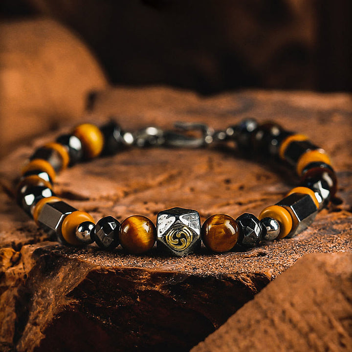 Bracelet Olivenorma en œil de tigre et labradorite - Œil de tigre - 18 cm - image 1
