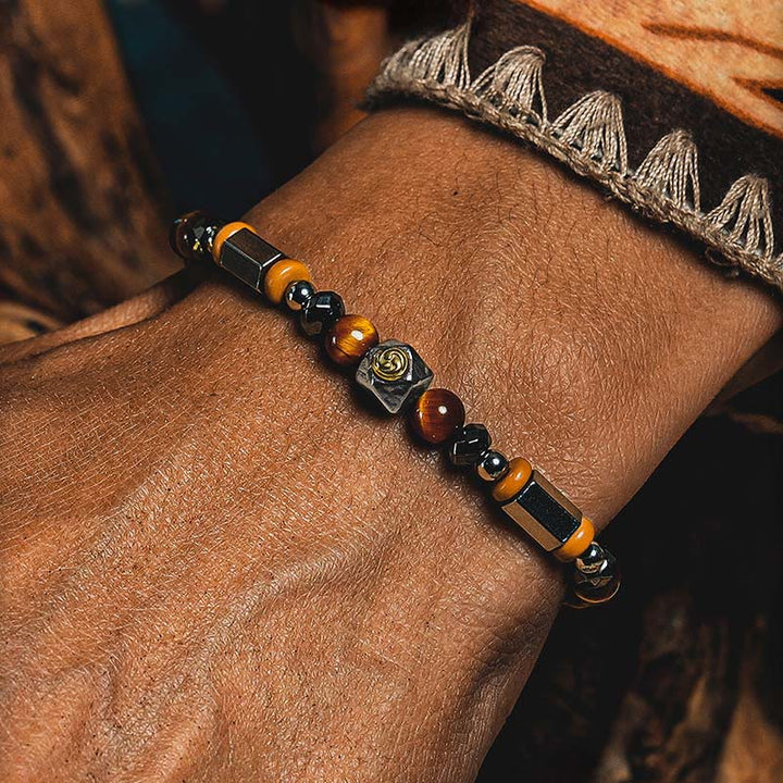 Bracelet Olivenorma en œil de tigre et labradorite - image 2