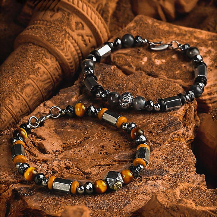 Bracelet Olivenorma en œil de tigre et labradorite - image 0