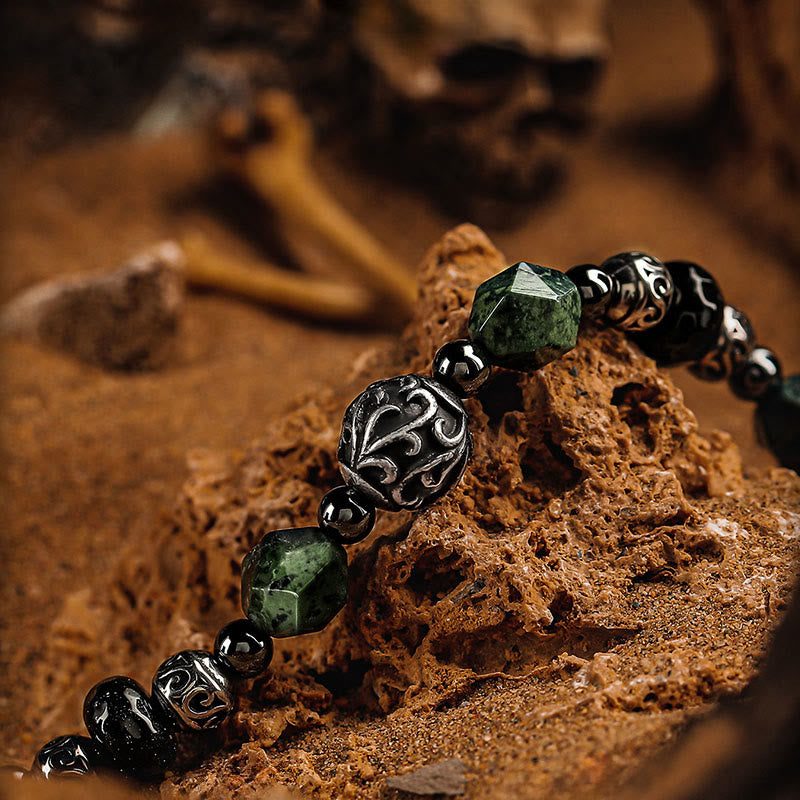Bracelet Olivenorma en perles de malachite et d'onyx noir - image 2