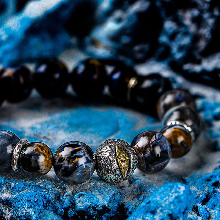 Bracelet Olivenorma en perles de pietersite et d'aigue-marine - image 2