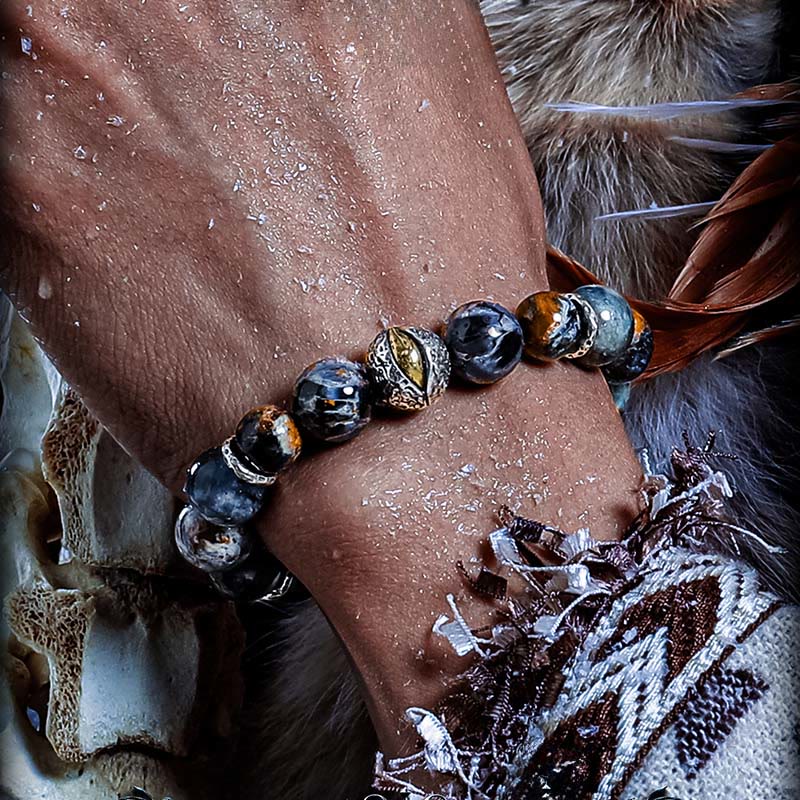 Bracelet Olivenorma en perles de pietersite et d'aigue-marine - image 4