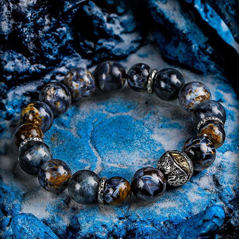 Bracelet Olivenorma en perles de pietersite et d'aigue-marine - image 1