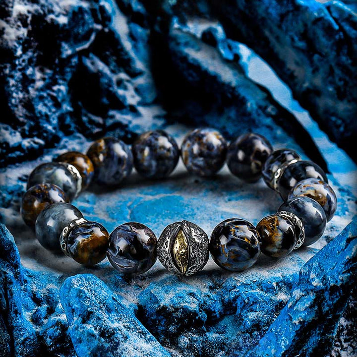 Bracelet Olivenorma en perles de pietersite et d'aigue-marine - 17 cm - image 0