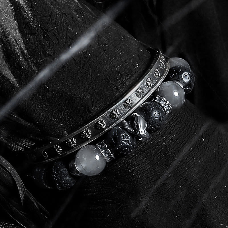 Bracelet Olivenorma en perles d'obsidienne et de pierre de lave - image 4