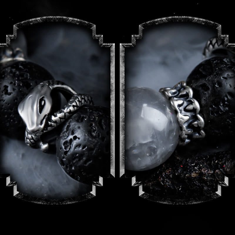 Bracelet Olivenorma en perles d'obsidienne et de pierre de lave - image 3