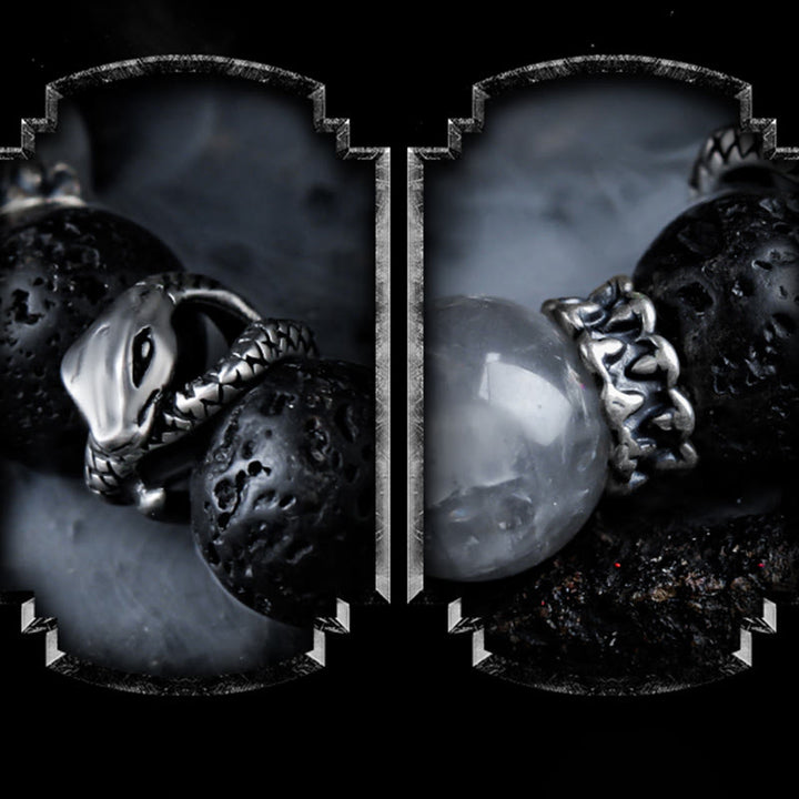 Bracelet Olivenorma en perles d'obsidienne et de pierre de lave - image 3