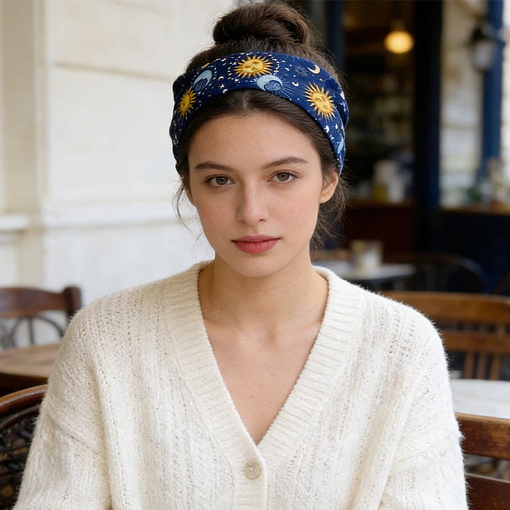 Bandeau de yoga ajustable Olivenorma Boho imprimé soleil et lune - image 1