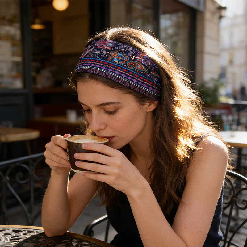 Bandeau de sport ajustable Olivenorma à imprimé floral bohème - image 3