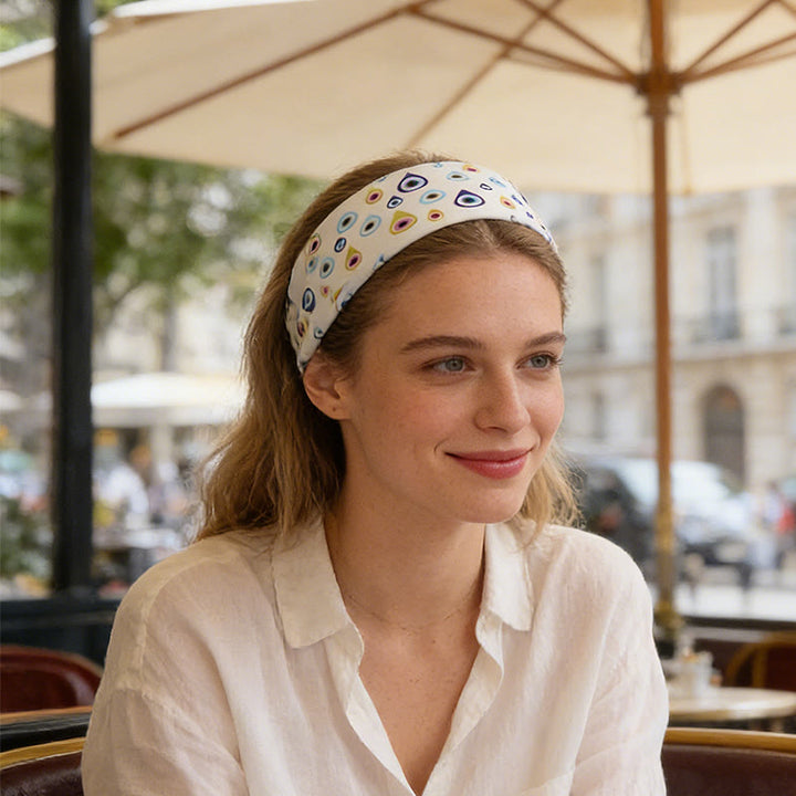 Bandeau de yoga ajustable Olivenorma Boho imprimé œil maléfique et soleil - image 1