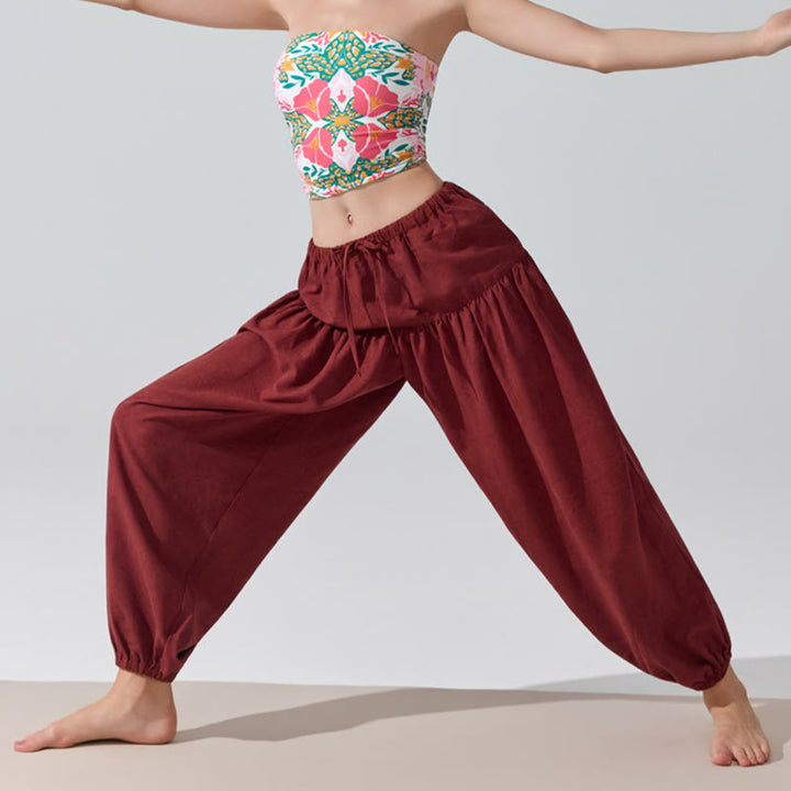Pantalon de yoga Olivenorma uni, coupe décontractée, à cordon de serrage - image 2