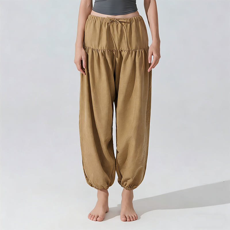 Pantalon de yoga Olivenorma uni, coupe décontractée, à cordon de serrage - Kaki - L - image 3