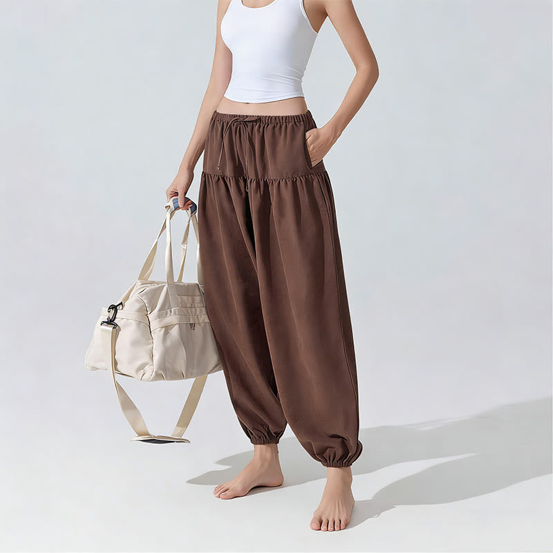 Pantalon de yoga Olivenorma uni, coupe décontractée, à cordon de serrage - image 6