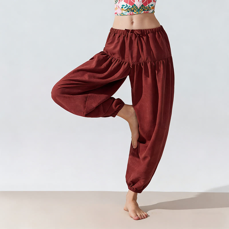 Pantalon de yoga Olivenorma uni, coupe décontractée, à cordon de serrage - image 0